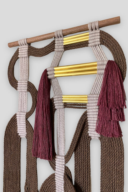 -brw + wne + haz- Handwoven Fiber Wall Hanging